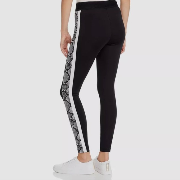 PAM & GELA Spring Trend Black Snake Print Stripe Leggings S - Picture 1 of 7